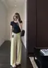 Pantalones de verano, pantalones casuales de cintura alta, holgados, de pierna ancha y caída, pantalones casuales rectos, holgados y que estilizan, para mujer