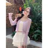 Cardigan de Protección Solar para Mujer Estilo Delgado con Tirantes Nuevo Verano 2025 Chaqueta Exterior de Tul Azul Top de Primavera