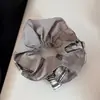 Lazo para el cabello de estilo perezoso con borde de encaje morado taro, diseño a cuadros, scrunchie versátil, accesorio para el cabello de alta gama