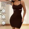Vestido body moldeador de tirantes cruzados europeo y americano, vestido base adelgazante, moldeador de cintura, ajustado a las caderas, push-up, vestido para mujer talla grande