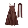 Vestido Largo Liso Sin Tirantes Estilo Europeo y Americano con Abertura, Vestido Largo de Moda Ajustado sin Espalda con Lazos y Abertura Alta