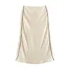 Estilo Europeo y Americano Transfronterizo Z Nueva Moda Elegante Ropa para Mujer al por Mayor Falda Midi de Satén de Seda con Ribete de Color Contrastante 8401748