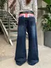 Calça jeans nova e moderna, design retrô de lâmina curva estilo americano, tridimensional, corte solto, comprimento longo, perna larga, formato de foice, transfronteiriça
