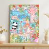 Pintura Digital DIY Panda Serie Animal con Caqui Simbolizando Buena Fortuna, Relleno y Coloración Hechos a Mano Pintura Decorativa para Alivio del Estrés