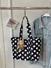 Bolsa de Mão Artística Estilo Preguiçoso com Bolinhas de Grande Capacidade, Bolsa de Ombro, Bolsa de Compras, Bolsa de Lona para Meninas irem ao Trabalho e se Deslocarem