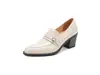 Mocasines de hebilla de cuero estilo británico, colección otoño 2026, zapatos de tacón alto gruesos de cuero, cuero genuino, zapatos de salón con punta profunda, zapatos de mujer