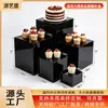 Caja de exhibición acrílica negra de 5 caras, soporte de exhibición de pastel con espejo, admite inspección de fábrica/uso transfronterizo, directo de la fábrica fuente