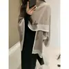 Manta xale em blocos de cor estilo francês, suéter de tricô quente, cachecol grande para mulheres, peça de outer wear, aquecedor de pescoço, top de alta qualidade, estiloso