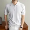 Camiseta de Tricô Estilo Old Money Manga Curta Primavera/Verão 2026 Manga Curta Gola Polo Estilo Urbano Casual Roupa Masculina Atacado