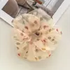 Scrunchie de Organza Colorido com Bolinhas Estilo Coreano para Meninas, Estilo Despojado com Toque de Luxo, Acessório para Rabo de Cavalo Baixo