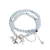 Nova Pulseira Olho de Gato Círculo Duplo Feminina Prata Estrela Lua Borboleta Pingente Cauda de Peixe Design Super Fada Pulseira