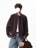 Suéter de Punto con Parches Falso de Dos Piezas Estilo Old Money Color Café para Hombre, Suéter Chaqueta de Punto para Invierno Fresco, Prendas de Punto Casual