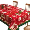 Toalha de mesa de Natal, impermeável e à prova de óleo, toalha de mesa vermelha lavável, toalha de mesa atmosférica, decoração de mesa retangular, toalha de mesa longa