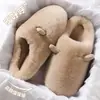 Lindas pantuflas de algodón con orejas de conejo para mujer, pantuflas mullidas cerradas para invierno, felpa cálida amigable con la piel, pantuflas de casa con suela gruesa antideslizante