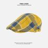 Gorra Beret Estilo Oso Luz Diurna para Hombre y Mujer Color de Contraste Cuadros Retro Gorra Adelantada Gorra Artística de Pintor Gorra Transpirable de Pico de Pato