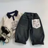 Calça Jeans Mai Bao para Meninos, Coleção de Inverno 2026, Calça Longa com Forro de Lã, Calça Quente Espessa para Bebês, Roupa de Inverno