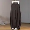 Pantalones súper elegantes de estilo "old money", de tiro alto, holgados, con pierna curva, para mujer, nuevos pantalones negros de pierna ancha para traje de oficina, para primavera y otoño