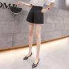 Shorts de Otoño Delgados de Cintura Alta con Corte en A Adelgazantes para Mujeres Petite, Negros Versátiles de Moda Holgados de Pierna Ancha para Exterior