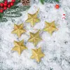 Decoraciones Navideñas Polvo Rojo Plateado Dorado Estrella de Cinco Puntas Colgante Estrella para Árbol de Navidad 6 Pzas/Paquete Accesorios para Decoración de Escena