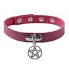 Fábrica direta Gothic punk Harajuku macio irmã colar de couro estrela de cinco pontas pingente colar neckband clavícula corrente pescoço corrente