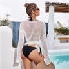 Transfronterizo 2025 Verano Europeo y Americano Nueva Blusa con Cordón Holgada Bikini Exterior Top de un Hombro Blusa de Playa