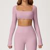 Zechuang sexy nude mangas compridas roupas de ioga ao ar livre corrida esportes T-shirt de secagem rápida apertado fitness roupas top 8232
