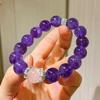Pulsera de Amatista Púrpura Real Natural de Grano Grande de 12 mm con Contraste de Cristal Rosa y Sentido del Diseño de Boutique