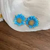 Pendientes de flor tejida color dopamina pendientes de vacaciones junto al mar moda fresca de verano pendientes Joker venta al por mayor