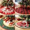 Falda para árbol de Navidad transfronteriza de Amazon con diseños impresos personalizados, falda de base redonda corta de felpa para decoración de árbol desde la fábrica de origen
