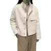 Abrigo corto tipo gabardina elegante casual de un solo botón holgado para mujer, cruce transfronterizo europeo y americano, otoño e invierno, para ir al trabajo