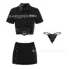 Yimengyao Lingerie Sexy Uniforme de Polícia Tentação Feminina Sem Remoção Roupa Sexy de Aeromoça Paixão Conjunto Bondage SM