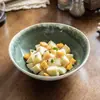 Cuenco Abierto Estilo Retro Cerámica Verde Torneada a Mano Al por Mayor Vajilla Tazón para el Hogar Tazón Redondo para Ensalada Tazón para Ramen Tazón para Sopa