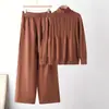 Conjunto de Suéter Casual de Moda 2026 con Cremallera para Mujer, Sudadera de Estilo Perezoso de Otoño y Pantalones de Punto de Pierna Ancha, Conjunto Versátil de Dos Piezas