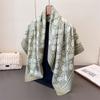 Pañuelo de seda de moda con estampado de bosque, de sarga de seda de línea sencilla, cuadrado grande, chal de 90 cm, protector solar, bufanda de viaje