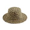 Sombrero de Copa de Leopardo de Copa Plana Estilo Retro Europeo y Americano Sombrero de Copa de Jazz de Lana Otoño e Invierno Casual Elegante Combinable Explosiones Transfronterizas