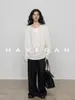 Camiseta de manga larga de ajuste relajado HAVEGAN/otoño con Lyocell y lino, estilo old money para mujer, casual 2538