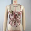 Bestseller Transfronterizo Corsé Espina de Pescado Jacquard Textura de Pintura al Óleo Estilo Corte Top sin Tirantes Sexy Chica Picante Camisola Adelgazante