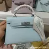 Bolsa Kelly Segunda Geração Padrão Palmeira 2026 Modelo Novo Bolsa Feminina de Alto Padrão Mini Bolsa de Mão Bolsa Transversal Texturizada para Mulheres