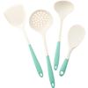 Nuevos Utensilios de Cocina de Silicona Bicolor Azul y Blanco Espátula de Silicona Colador Todo Incluido Cuchara para Sopa Cuchara para Arroz Cuchara de Cocina Multifuncional Juego de Espátulas