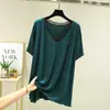 2022 nuevo verano holgado cuello en V moderno adelgazante encaje camiseta mujer manga corta modal camiseta interior top