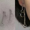Aretes Estilo Callejero Estilo Hong Kong Cadena Anillo Aretes Largos Colgantes Traseros Dos Aretes para Hombre y Mujer Aretes Largos Color Acero