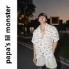 Roupas Masculinas Tendência Plus Size Verão Nova Camisa Estilosa com Estampa de Borboleta Tecido com Franja Camisa de Manga Curta em Designs Coloridos