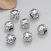 Plata de ley S925 cuentas de Loto con cuentas florales brillantes vintage material para abalorios hechos a mano DIY cuentas espaciadoras de agujero grande accesorios