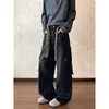 Nuevos Jeans de Trabajo Lavados Retro para Hombre 2026 con Diseño Único, Cinturón, Pantalones Casuales de Pierna Recta, Pantalones Largos para Hombre
