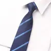 Corbata para Hombre Profesional de Negocios Vestir Perezoso Fácil de Tirar Cremallera 8CM de Ancho Raya Negra Envío Gratis