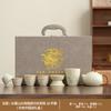 Conjunto completo de caixa de presente de cerâmica avançada conjunto de chá kung fu flor conjunto Ru kiln presentes de negócios atividades empresariais atacado personalizado