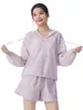Traje Ligero de Protección Solar para Mujer, Ropa de Yoga con Capucha de Hilo Original de Manga Larga, Shorts Deportivos Casuales Sueltos y Transpirables
