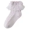 Meias Lisas para Meninas para Primavera, Outono e Verão, Meias Finas de Algodão Puro com Renda Branca, Meias de Princesa para Crianças, Meias Pretas de Dança para Meninas