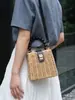Yuezhi 2026 Verano Nueva Moda Bolso Nudo de Bambú, Bolso Cubo Tejido de Ratán, Bolso de Mano de Paja, Bolso Tejido Texturizado