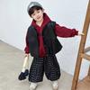 Sudadera con capucha para niño de otoño Chaleco de cuero Conjunto de 3 piezas Primavera y Otoño Estilo Coreano Traje Guapo para Niños Ropa de Moda para Bebé